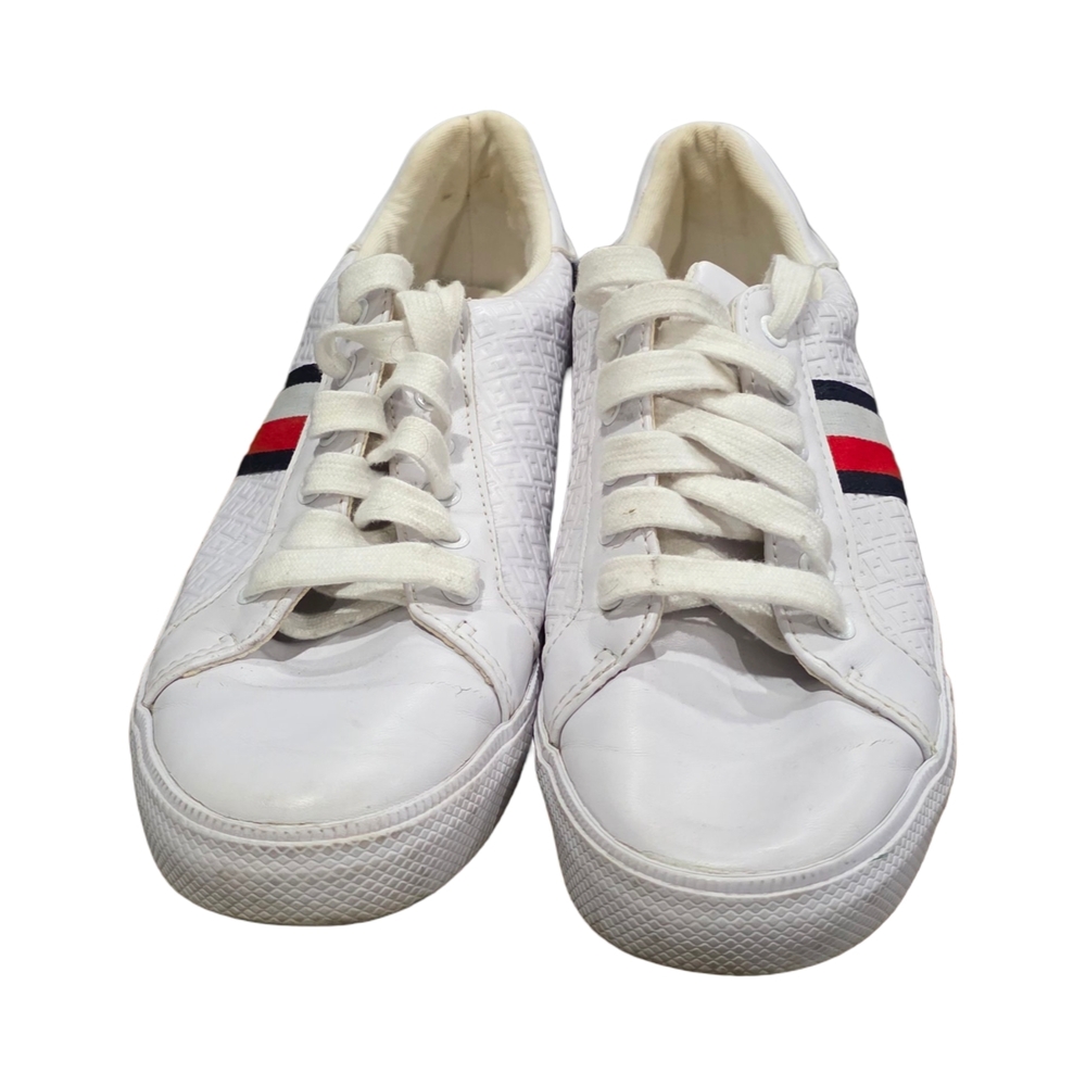 Tommy Hilfiger White Sneakers with Red and Navy Stripes